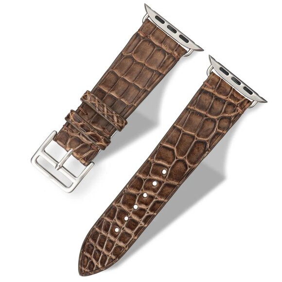 Premium Alligator Leather Band for Apple Watch - Russet Color main image 2